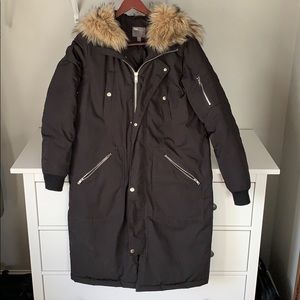 ASOS Men’s Heavyweight Long Parka w/ Fur (Black)